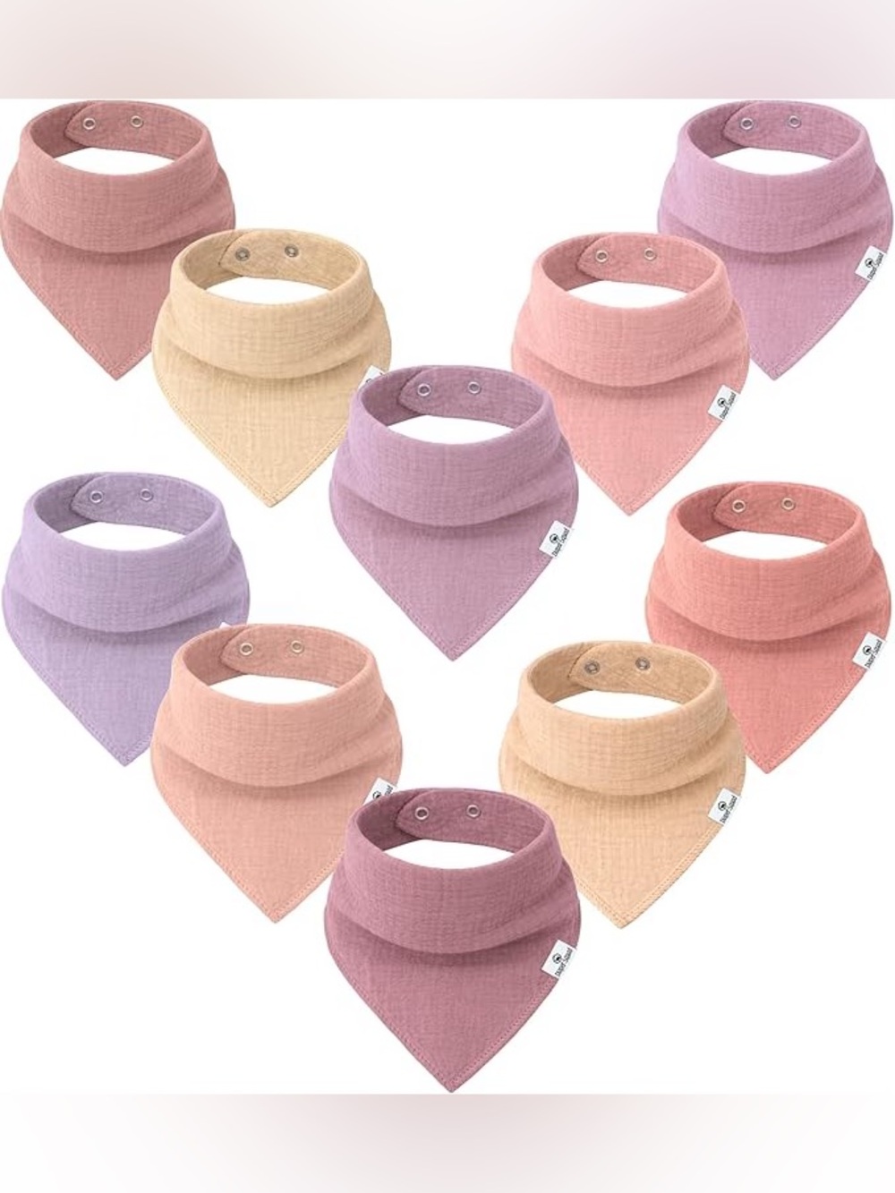 Diaper Squad 10 pack Girly Muslin Organic Cotton Baby Bandana Drool Bibs Set